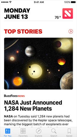 Apple News wurde optisch überarbeitet und kann jetzt auch Eilmeldungen von allen Publishern ausliefern. (Bild: Apple.com)