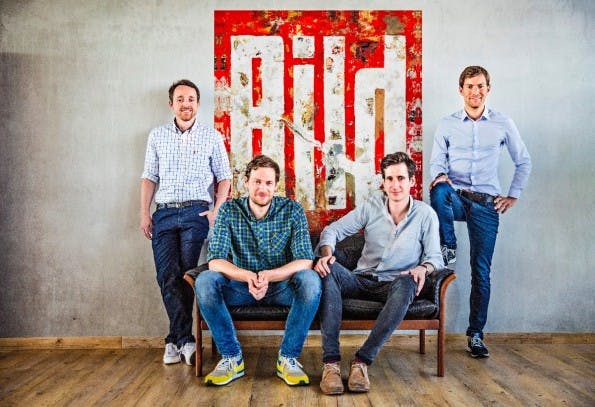 Das Social-Media-Team der Bild (v.l.): Nico Meibohm, Malte Gösche, Jakob Wais und Andreas Rickmann. (Foto: Christian Langbehn / Bild)