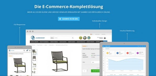 Gambio GX3: E-Commerce-Software für Online-Shopbetreiber in neuem Gewand. (Screenshot: gambio.de)
