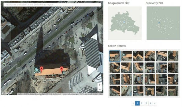 Satellitenbilder-Suchmaschine Terrapattern sucht nach Kirchen in Berlin. (Screenshot: Terrapattern/t3n.de)