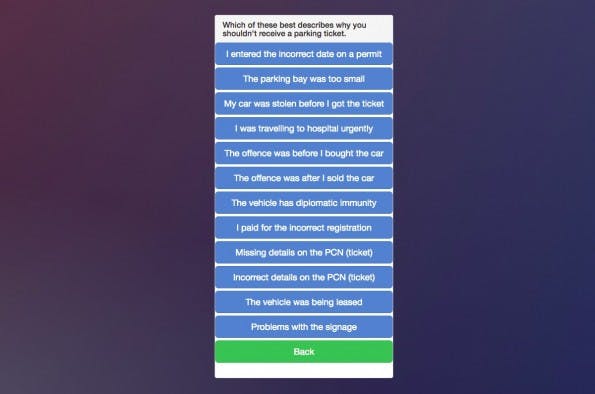 Weltweit erster Chatbot-Anwalt hilft dabei, deinen Strafzettel fürs Falschparken ungültig zu machen. (Screenshot: DoNotPay)