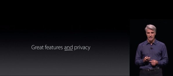 Mithilfe der Differential Privacy soll iOS 10 tolle Features bieten, ohne auf Privatsphäre verzichten zu müssen, so Apples Software-Chef Craig Federighi. (Screenshot: Apple)
