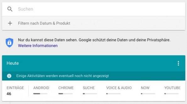 Mit Meine Aktivitäten gibt Google euch mehr Kontrolle über eure Daten. (Bild: Google; t3n)
