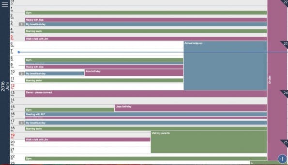 Innovative Kalender-App: Mit Geste stufenlos zwischen verschiedenen Ansichten wechseln. (Screenshot: oneviewcalendar.com)
