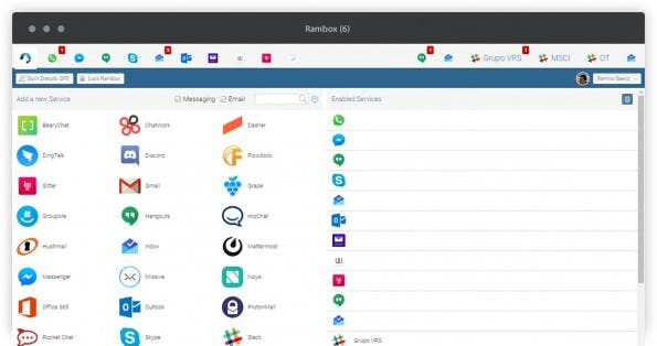 Von Slack bis Whatsapp: Auch optisch erinnert Rambox stark an Franz. (Screenshot: Rambox)