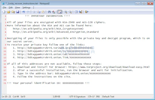 Erpresser-Software Locky wieder da – Links und Anhänge kritisch prüfen