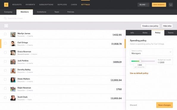 Das Fintech-Startup Spendesk will die Ausgabe und Verwaltung von Firmenkreditkarten deutlich vereinfachen. (Screenshot: Spendesk)