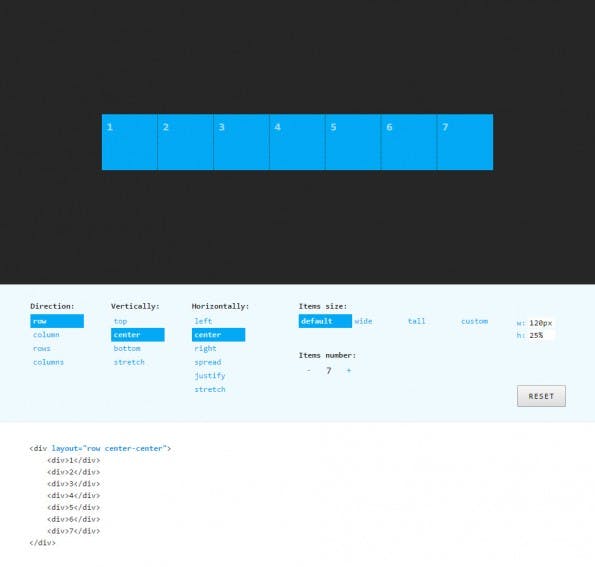Flex Layout Attribute: Klickbare Demo. (Screenshot: t3n)