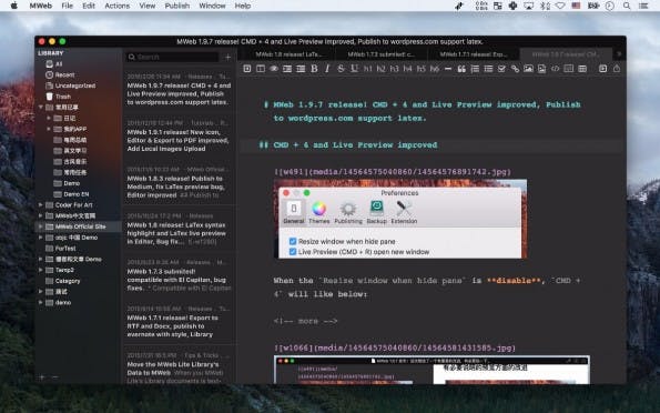Mweb 2.0: Der Markdown-Editor richtet sich vor allem an Blogger. (Screenshot: Mweb)