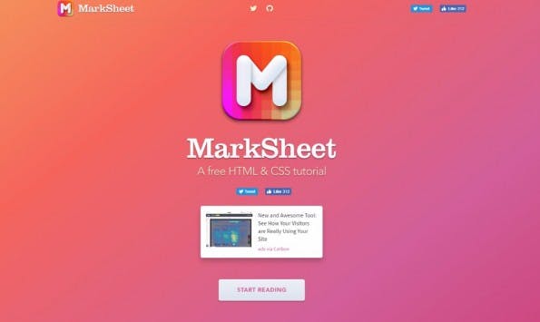 Marksheet: Schon die Landing Page zeigt, dass es ein Designer-Projekt ist. (Screenshot: t3n)