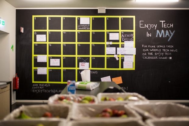 Stundenplan für alle: Auf dem Kalenderplan notieren die Mitarbeiter Team-Events, aber auch Meetings. (Quelle: Zalando/Tony Haupt Photo)
