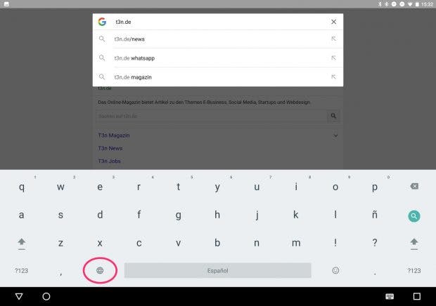 Auf dem Keyboard lässt sich die Sprache mithilfe der kleine Weltkugel im Nu ändern. (Screenshot: t3n)