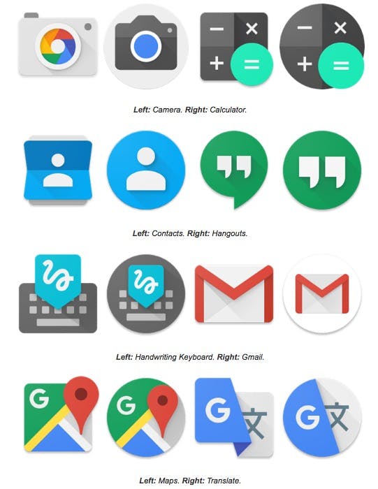 Android 7.1 bringt ein neues Icons-Design mit sich – ob es Pixel-exklusiv sein wird, bleibt abzuwarten. (Bild: Android Police)