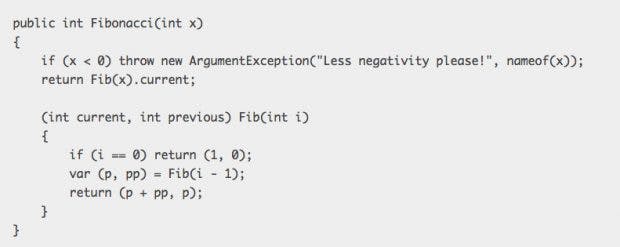 C# 7.0 unterstützt jetzt auch lokale Funktionen. (Screenshot: blogs.msdn.microsoft.com)