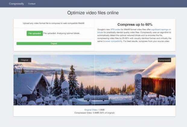 Compressify: Flinker Verkleinerer überschaubarer Videosequenzen. (Screenshot: t3n)