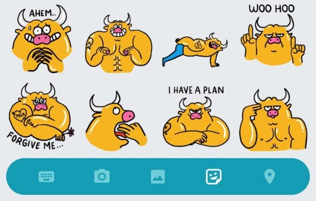 Juli the Bull ist eines der frechsten Sticker-Packs in Allo. (Screenshot: Android Police)