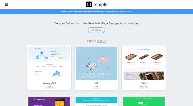 Egal ob Landingpage, Portfolio, Kontakt-Webseite, Preisübersicht oder Produkt-Webseite: Auf UI Temple findet ihr interessante Webdesign-Beispiele. (Screenshot: uitemple.com)