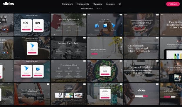 Slides von Designmodo: letztlich auch eine Variante kartenbasierten Designs. (Screenshot: t3n)