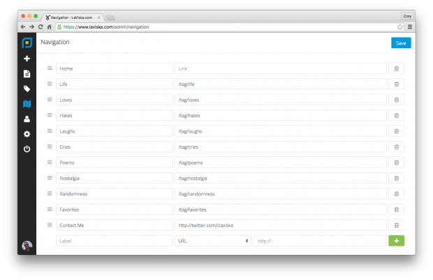 Einfacher kann man eine Navigation nicht bauen. (Screenshot: Postleaf)