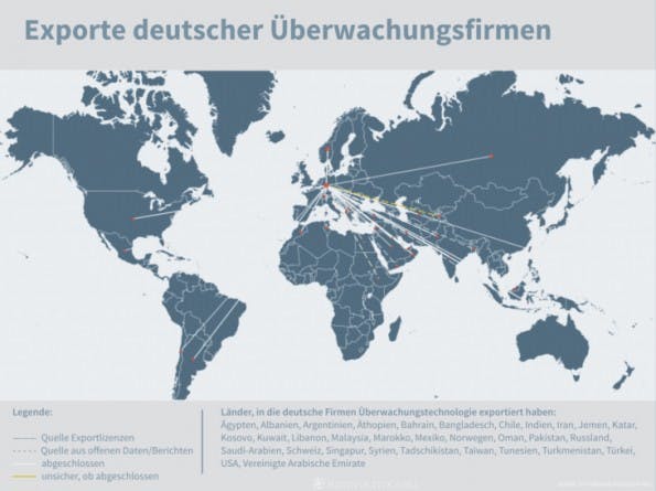 Exporte deutscher Überwachungsfirmen. (Grafik: Netzpolitik.org)