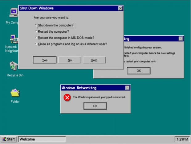 Windows 95: Das UI-Kit bringt der Interface-Design der 90er zurück. (Grafik: Designclue)