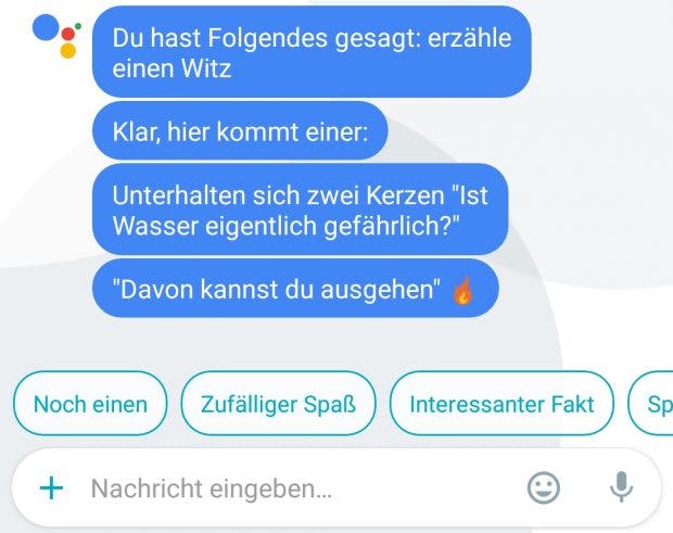 Der Google Assistant kann euch jetzt auf Deutsch Witze erzählen. (Bild: t3n)