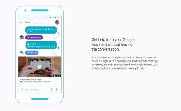 Der Google Assistant kann direkt in Konversationen mit anderen genutzt werden. (Bild: Google)