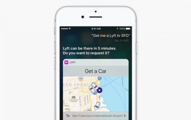 Taxis bestellen per Siri und Lyft: iOS 10 im Herbst mit neuen Funktionen für die Sprachassistentin. (Screenshot: Apple/t3n)