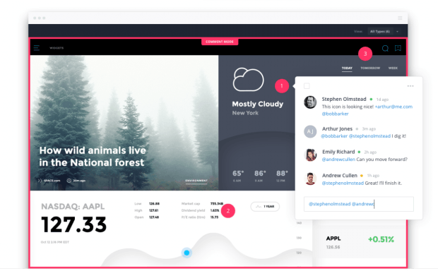 InVision erlaubt die Diskussion direkt am betroffenen Designelement. (Screenshot: InVision)