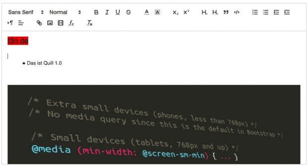 Quill 1.0 bringt von Haus aus die wichtigsten Editor-Funktionen mit. (Screenshot: Quill)
