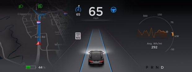 Autopilot von Tesla: Das Update auf Version 8.0 soll für mehr Sicherheit sorgen. (Screenshot: Tesla)