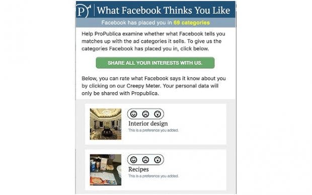 Chrome-Addon „What Facebook thinks you like“. (Bild: Propublica/Google)