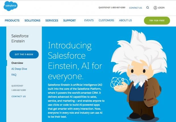Einstein, die neue AI-Cloud von Salesforce. (Screenshot: Salesforce)