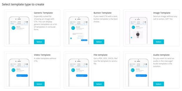 Botsify gibt euch verschiedene Vorlagen für den Bau eures Chatbots mit auf den Weg. (Screenshot: botsify.com)