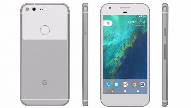 Das Google Pixel in Silber. (Bild: Google)