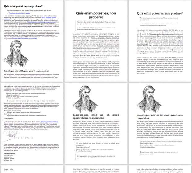 Links ohne Gutenberg.css, Mitte und rechts mit Gutenberg.css. (Screenshot: Github)