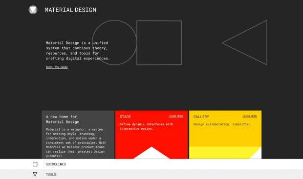 Material.io vereint neue Tools und bekannte Ressourcen unter einer Oberfläche. (Screenshot: material.io)
