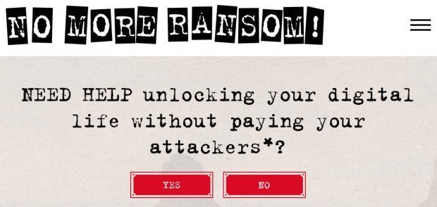 Tech-Firmen und Polizeibehörden kämpfen gemeinsam gegen Ransomware. (Screenshot: Nomoreransomware.org)