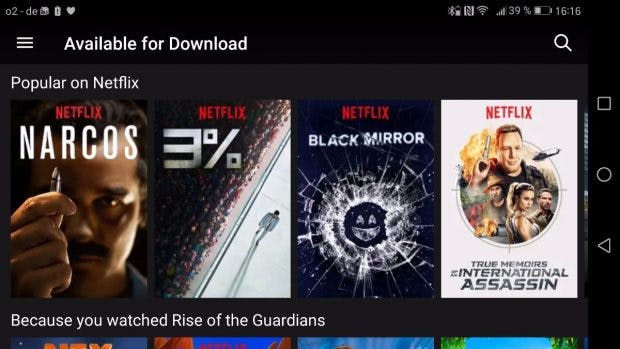 Die neue Version der Netflix-App zeigt jetzt an, welche Inhalte Offline konsumiert werden können. (Bild: t3n)