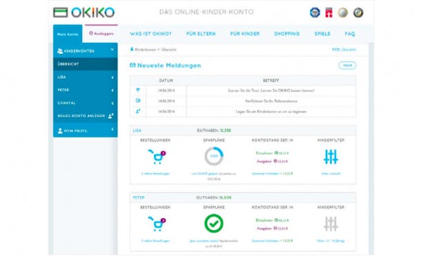 So sieht das Online-Konto von Okiko aus. (Screenshot: t3n)