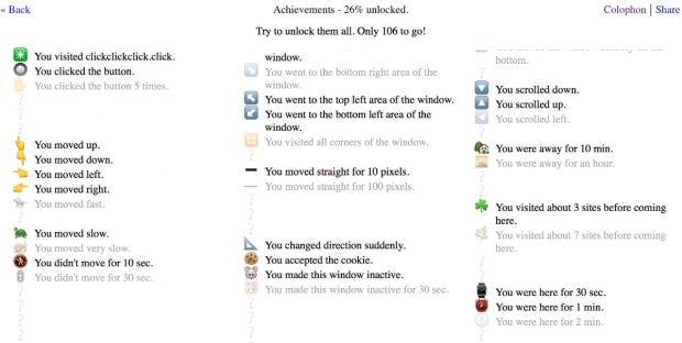 Browsergame zeigt, was Webseiten alles tracken könne. (Screenshot: clickclickclick.click/t3n)