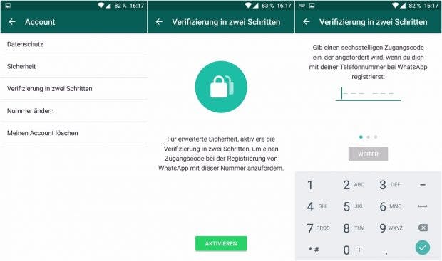 Whatsapp bietet jetzt auch eine Zwei-Faktor-Authentifizierung zum Schutz eures Kontos an. (Screenshots: Whatsapp)