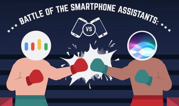 Welcher ist der bessere Smartphone-Assistent: Siri und Google Assistant im Vergleich. (Infografik: Zlated)
