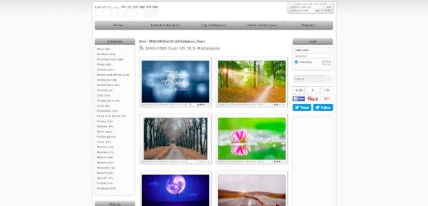 Bildschirmhintergründe für mehrere Monitore hat auch Wallpapers Wide im Angebot. (Screenshot: wallpaperswide.com)