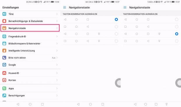 Unter EMUI 5.0 könnt ihr die Navigationstasten nach eigenen Wünschen positionieren. (Bild: t3n)