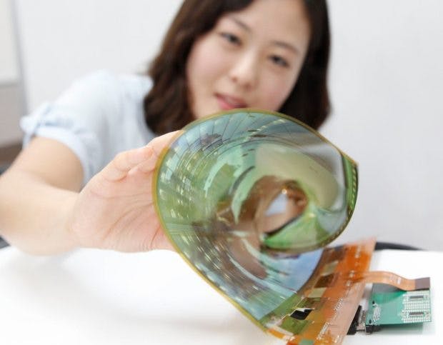 Prototyp eines flexiblen OLED-Displays von LG. (Foto: LG)