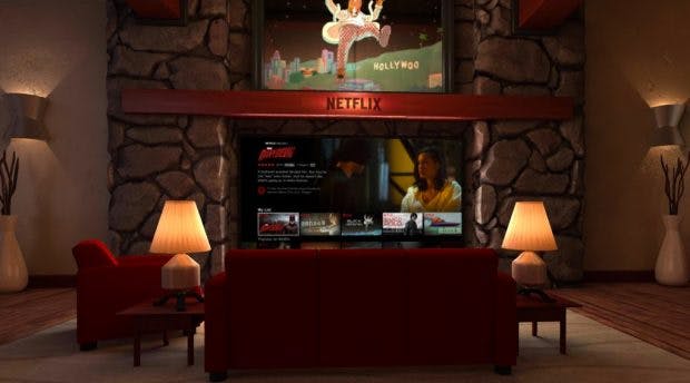 Netflix VR: Die Einrichting des virtuellen Wohnzimmer ist Geschmacksache. (Screenshot: Play-Store)