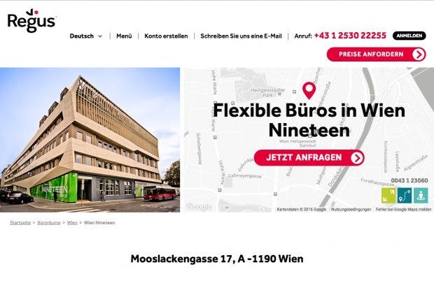 (Screenshot: Regus.at)