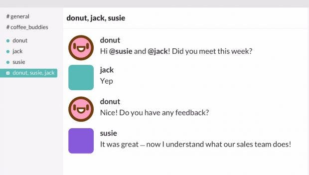 Donut ist das Coworker Coffee für den Team-Messenger Slack. (Screenshot: donut.ai)
