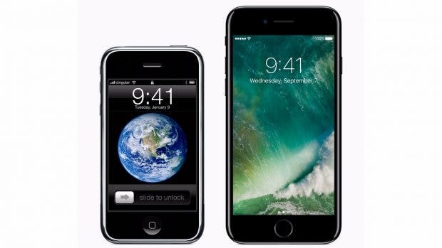 iPhone 2G und iPhone 7 im nebeneinander – das iPhone 8 könnte komplett anders aussehen. (Bild: Apple)